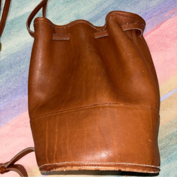 Vintage Old COACH 9984 Drawstring Shoulder Bag -Brown Leather - Picture 5 of 13